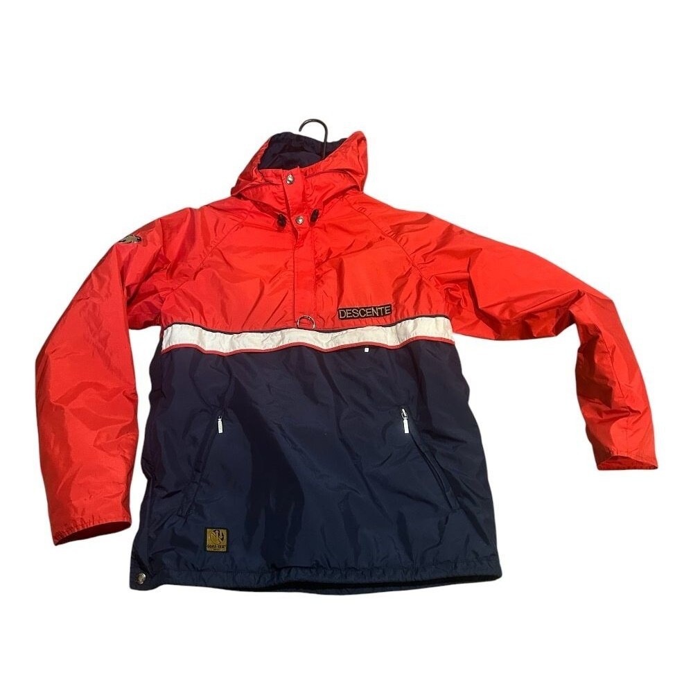 Vintage Descente Jacket Mens USA Olympic Sz M GoreTex Hood Multi Color Red RARE